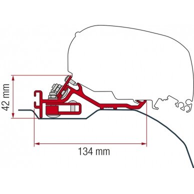 Fiamma komplekto adapteris F65/F85 Ducato 2006 LHD+RHD žemo profilio tamsiai juodas