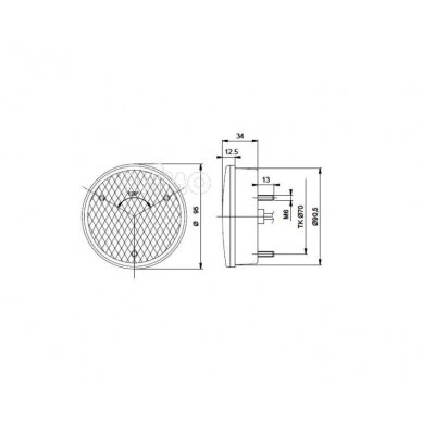 LED galinis rūko žibintas 12V, 4 IP67 500 mm skaidrus laidas 1