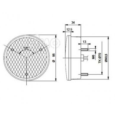 LED galinis rūko žibintas 12V, 4 IP67 500 mm skaidrus laidas 2