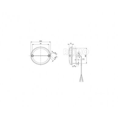 LED mirksi lemputė Cat 2a 12V, 3W IP67 500 mm laidas skaidrus 1