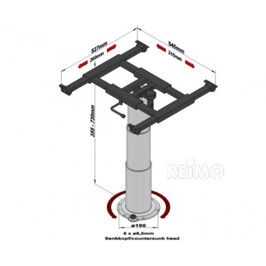 Vienos kolonos kėlimo stalas 355-730mm, eiga 375mm 1