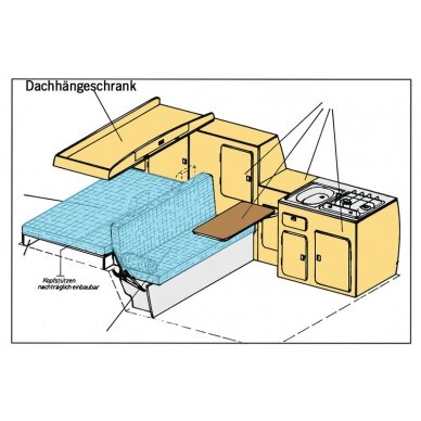 VW T3 stogo dėžė Jolly komplektui iš natūralios tuopos faneros