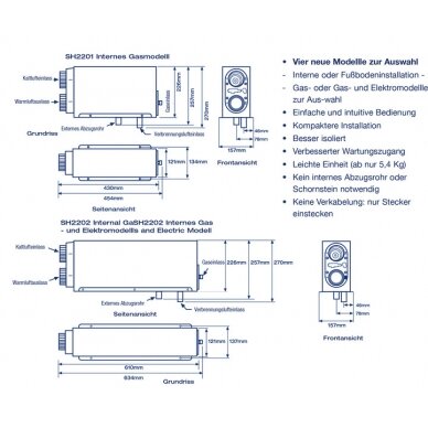 Webasto įmontuojamas dujinis/elektrinis šildytuvas 12V 2KW 1